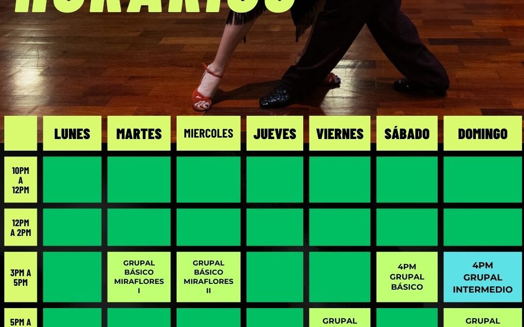 Horarios de clases de Tango Enero 2025